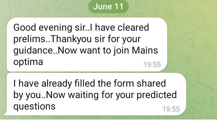 Student: cleared prelims under your guidance, requesting mains support