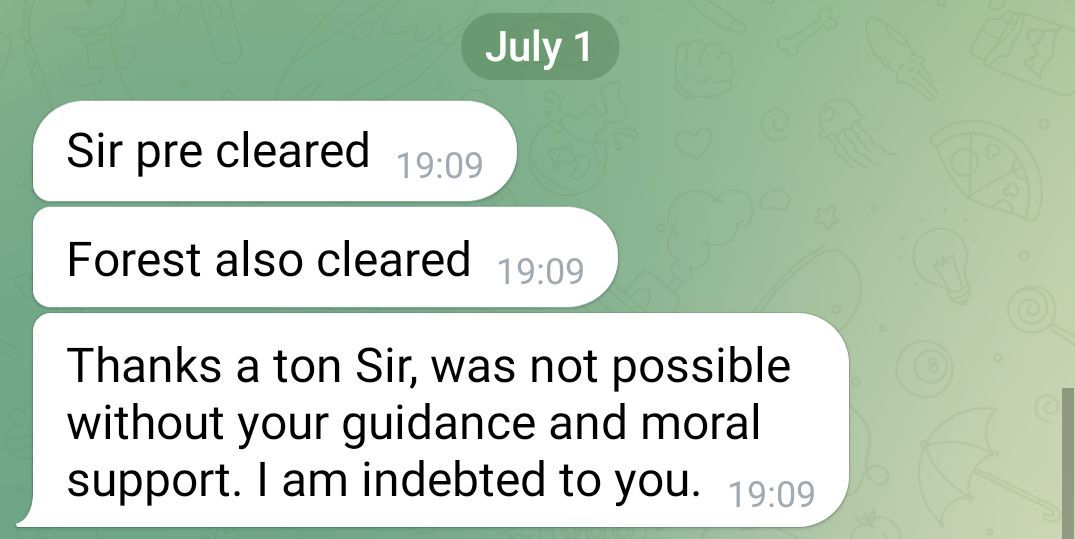Student cleared both civils and forest services prelims on July 1