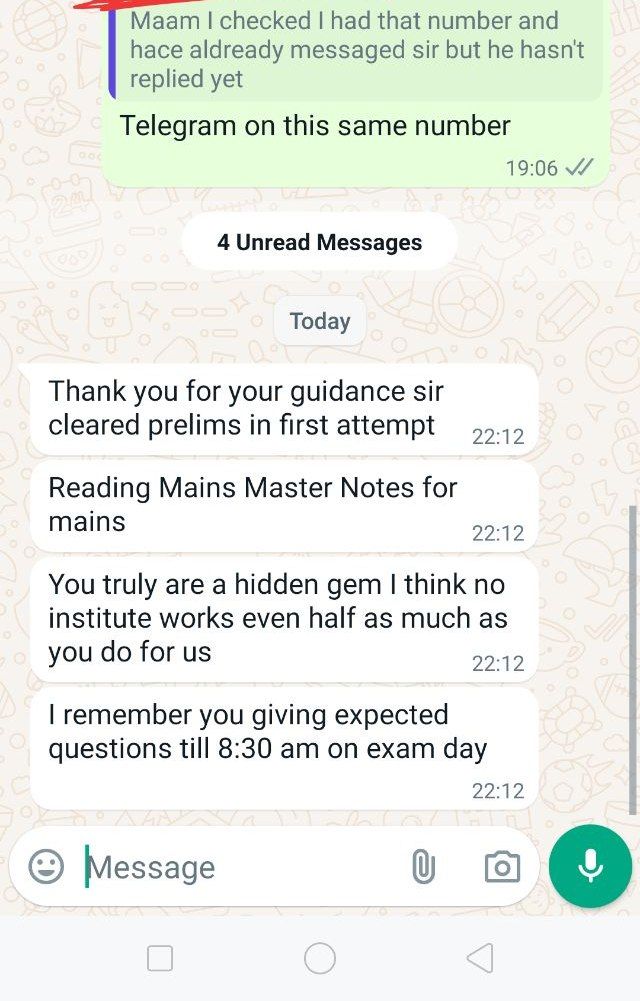 Student: confidence booster test helped, better position than first attempt, cleared prelims